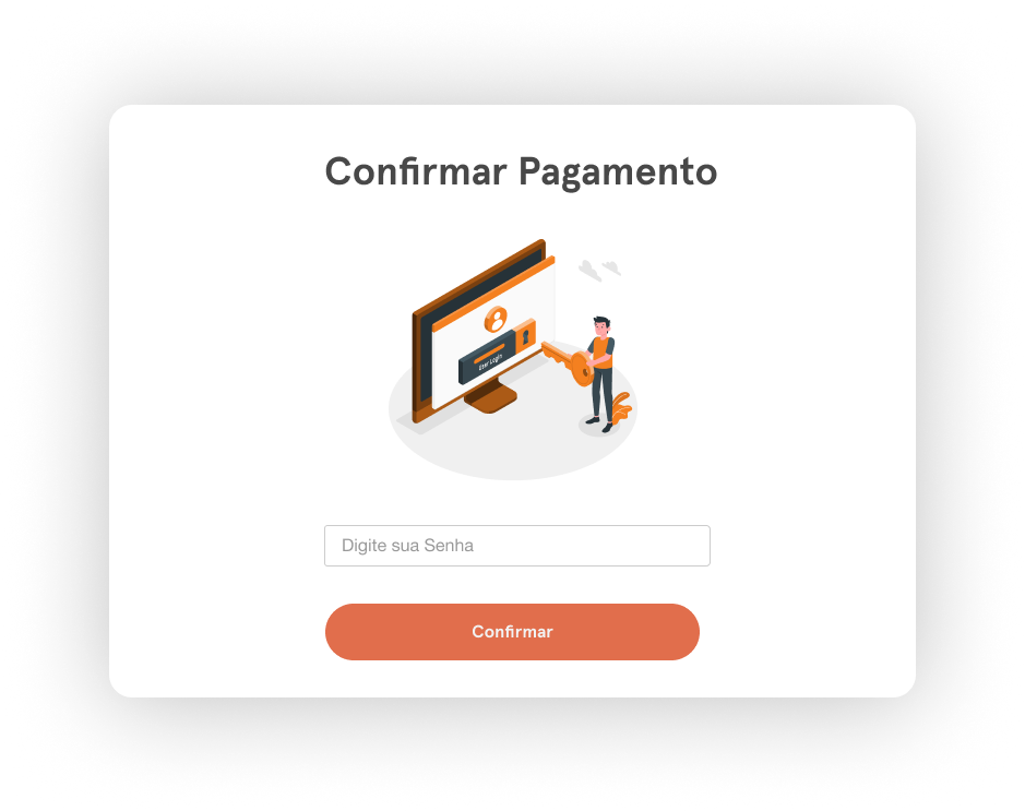 SuaMEI — modal de Confirmar Pagamento com campo de senha e botão de confirmação